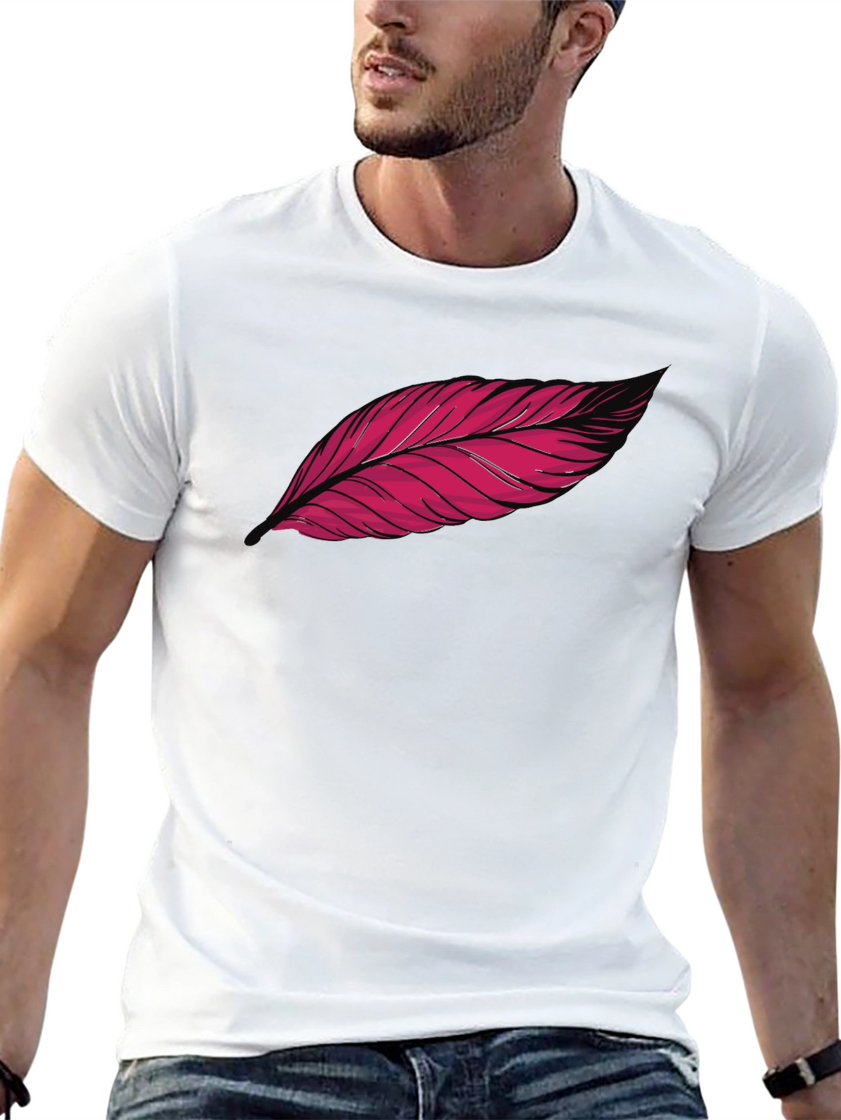 Feather Graphic Print Black T-Shirt
