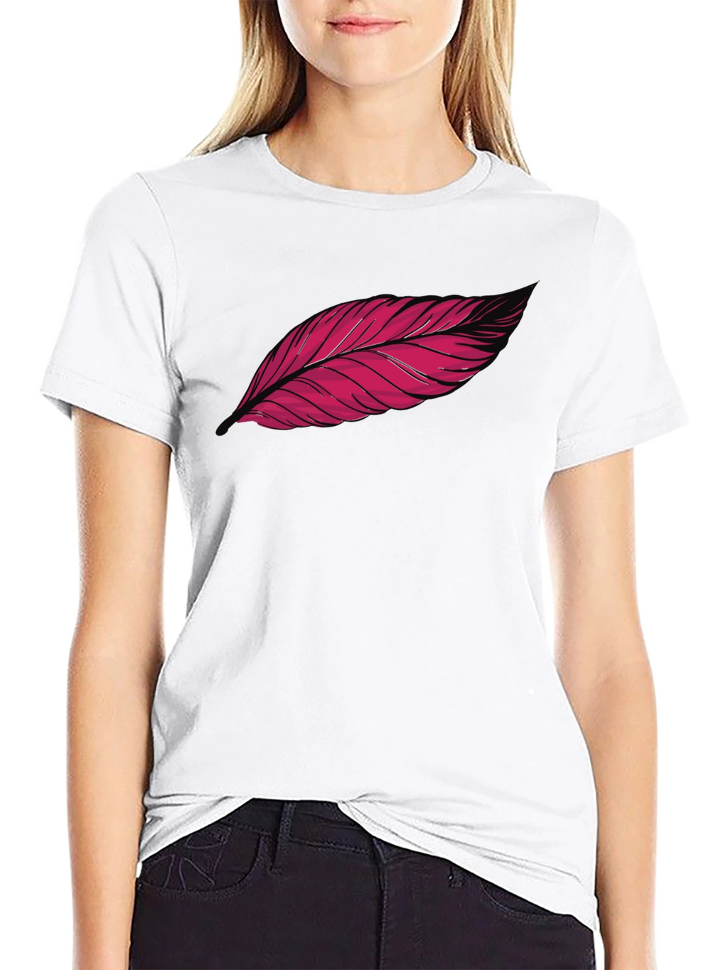 Feather Graphic Print Black T-Shirt