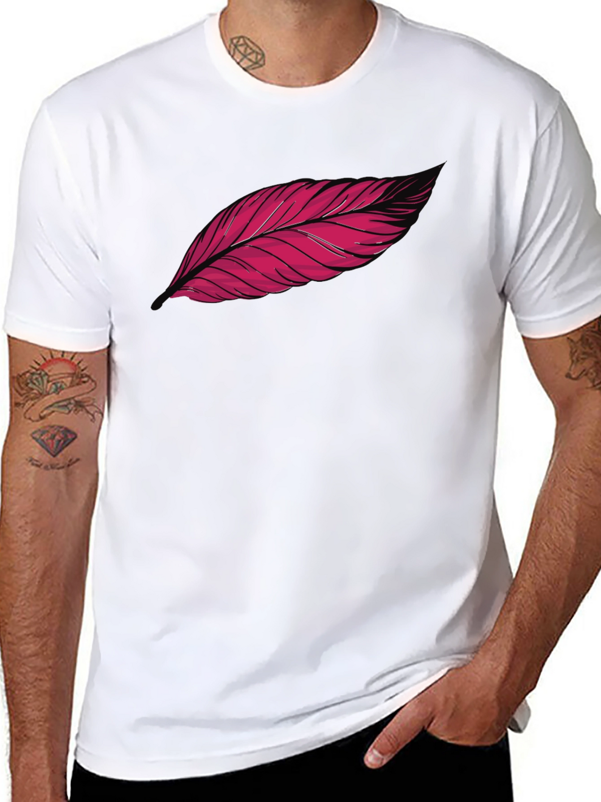 Feather Graphic Print Black T-Shirt