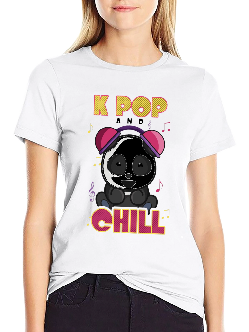 K-Pop Panda Chill Graphic T-Shirt