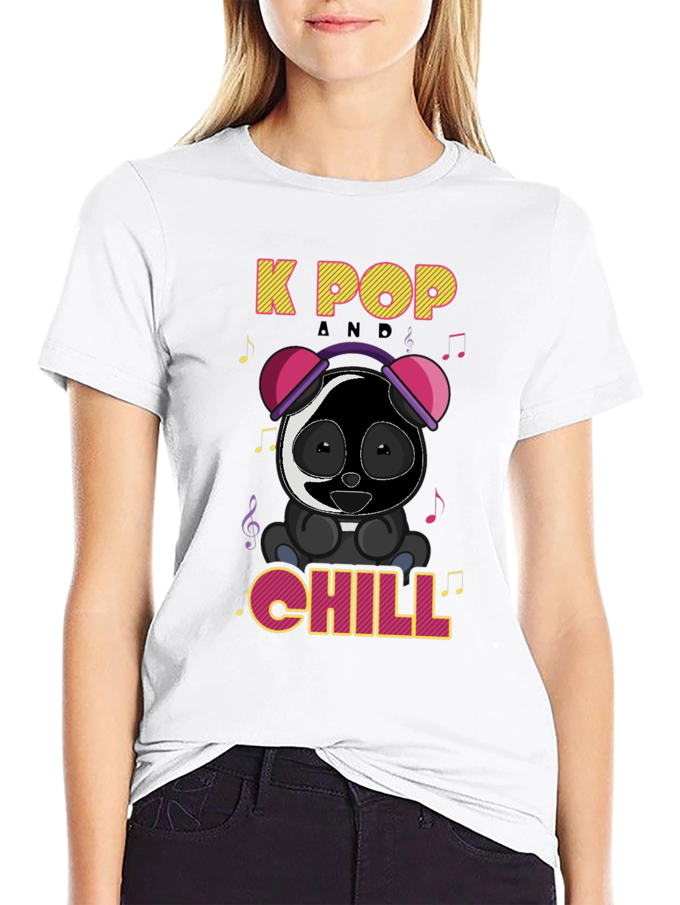 K-Pop Panda Chill Graphic T-Shirt