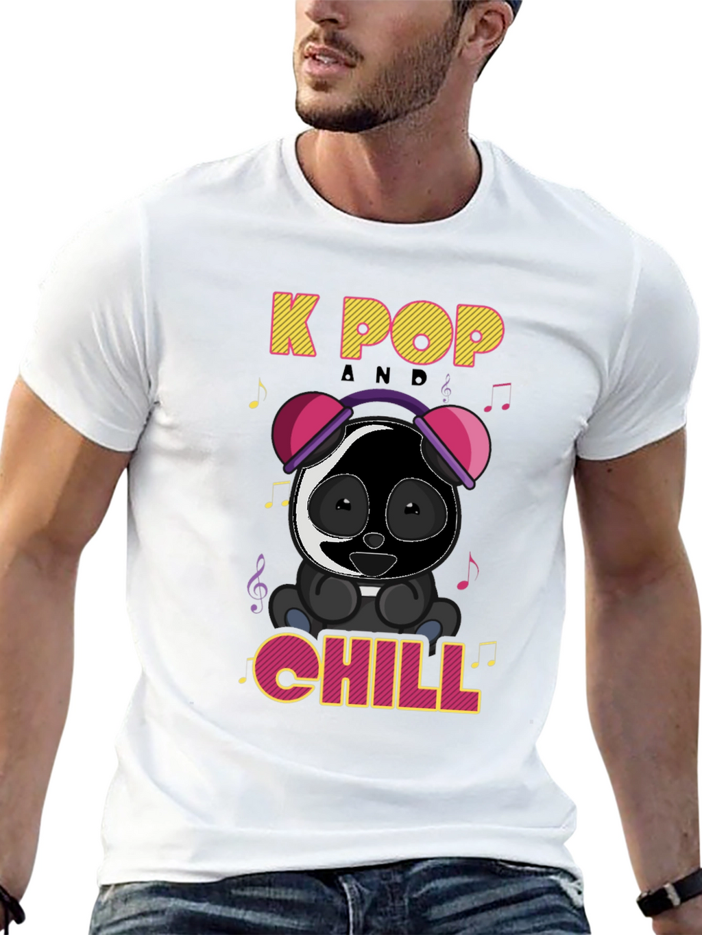 K-Pop Panda Chill Graphic T-Shirt