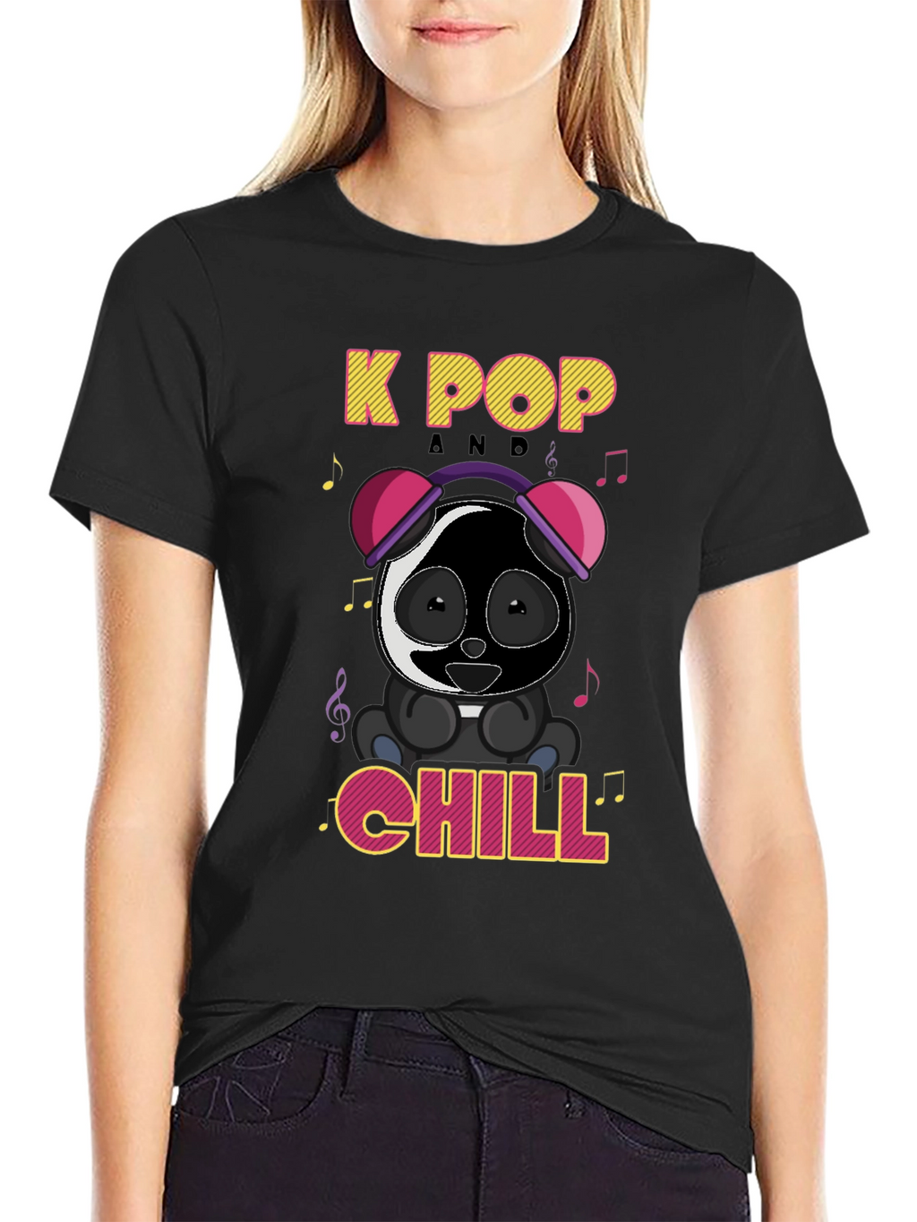 K-Pop Panda Chill Graphic T-Shirt