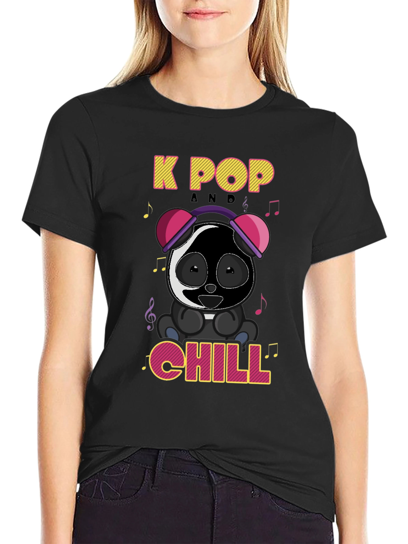 K-Pop Panda Chill Graphic T-Shirt