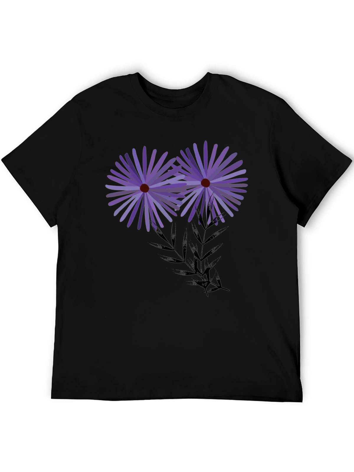 Floral Graphic Black T-Shirt - Artistic Blossom Design