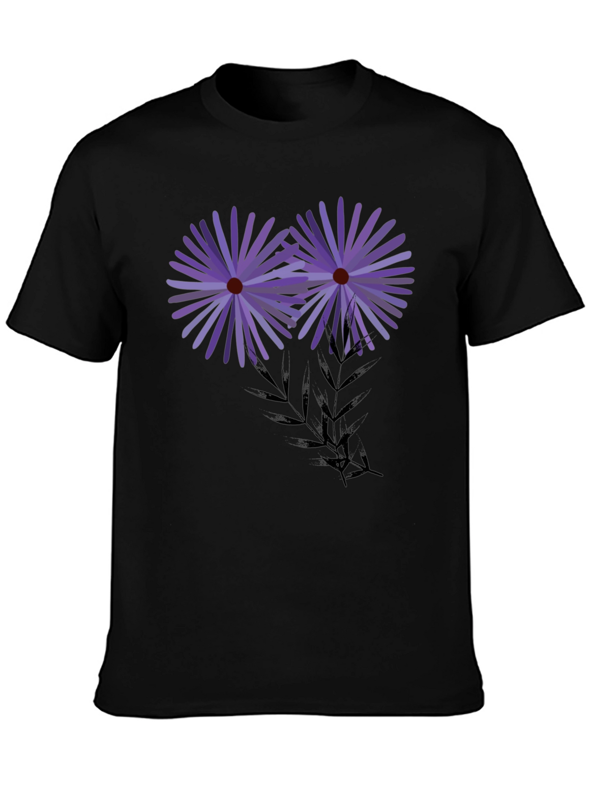 Floral Graphic Black T-Shirt - Artistic Blossom Design