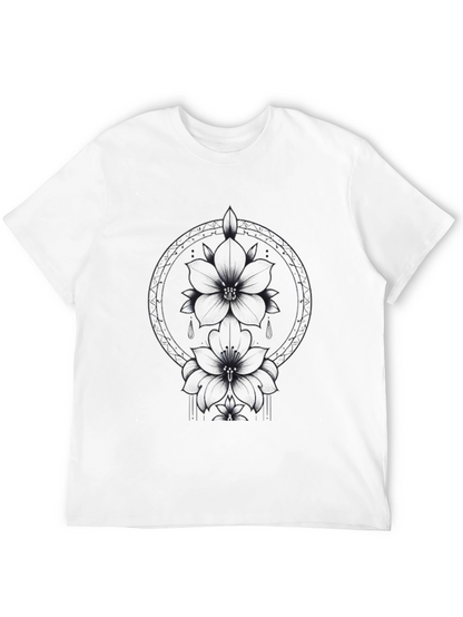 Floral Graphic Print Black T-Shirt