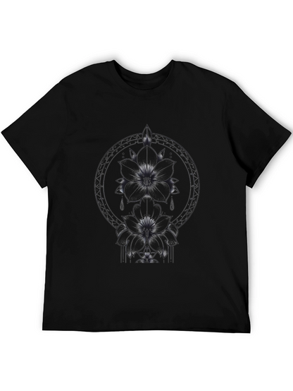 Floral Graphic Print Black T-Shirt