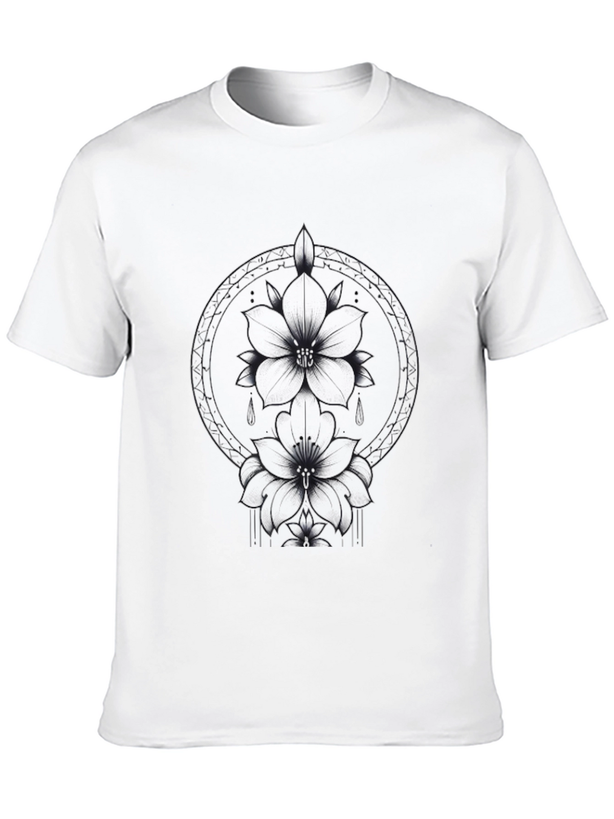 Floral Graphic Print Black T-Shirt