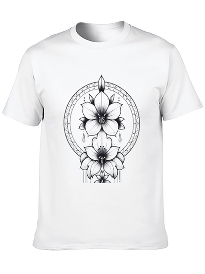 Floral Graphic Print Black T-Shirt