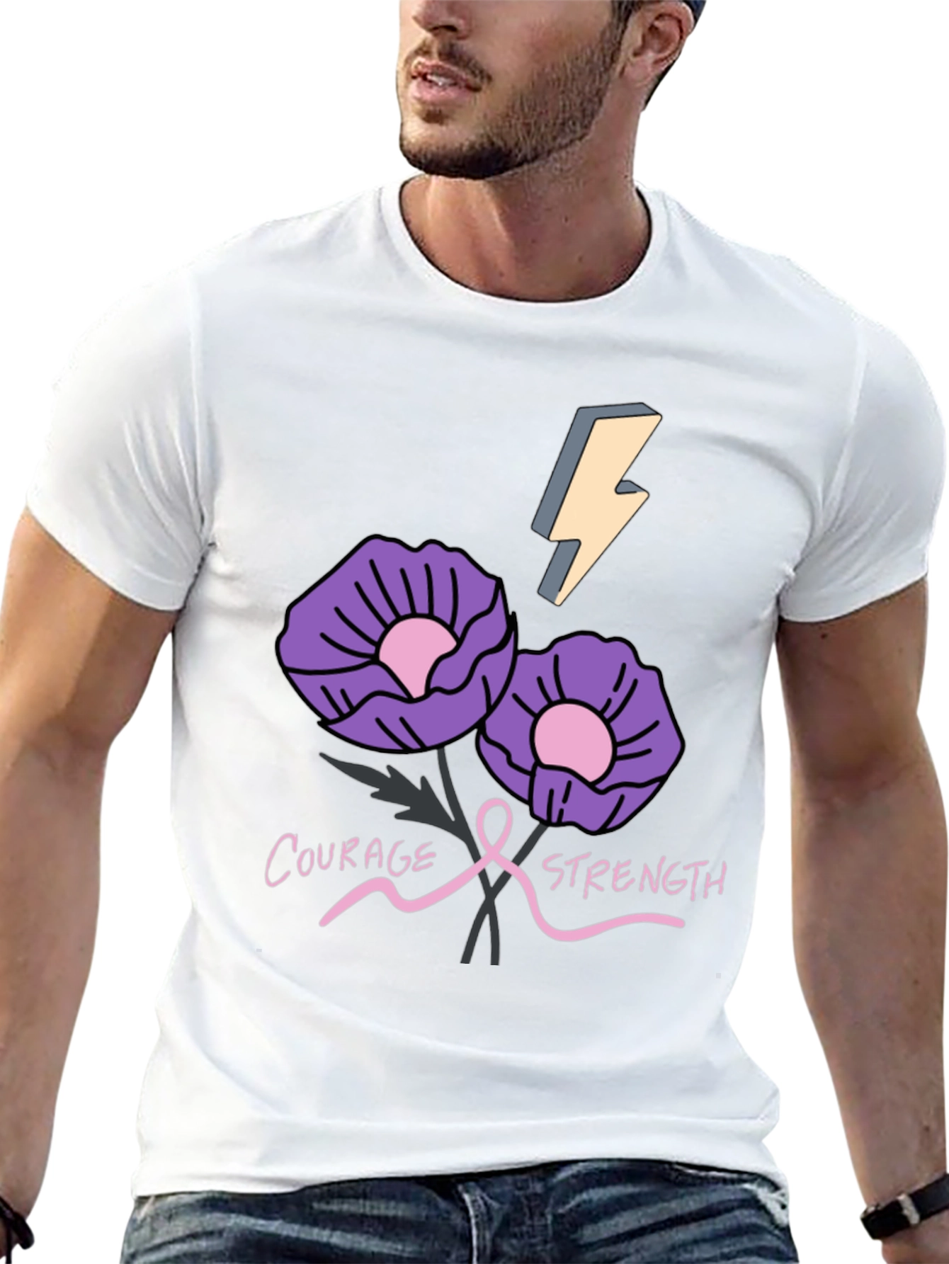 Courage Strength Flower Graphic T-Shirt