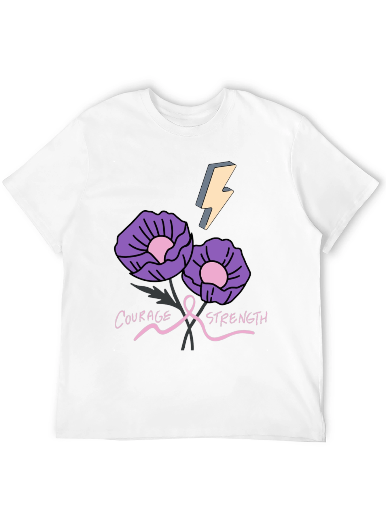 Courage Strength Flower Graphic T-Shirt