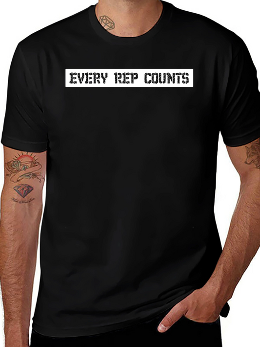 Every Rep Counts Black Graphic Tee - Workout Motivation