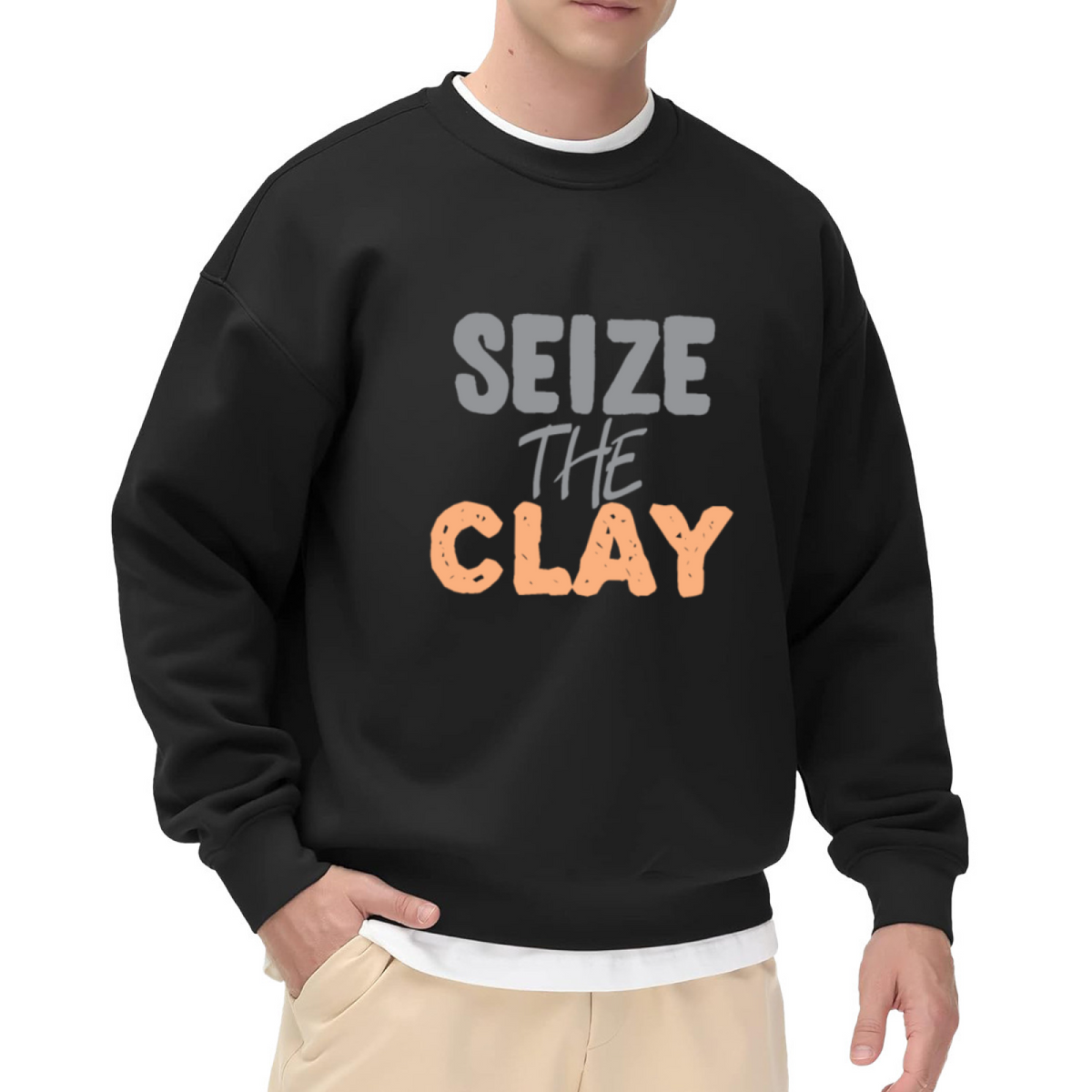 Seize The Clay Pottery Pun Crewneck Sweatshirt | Funny Ceramics Artist Pullover, Potter Gift Top