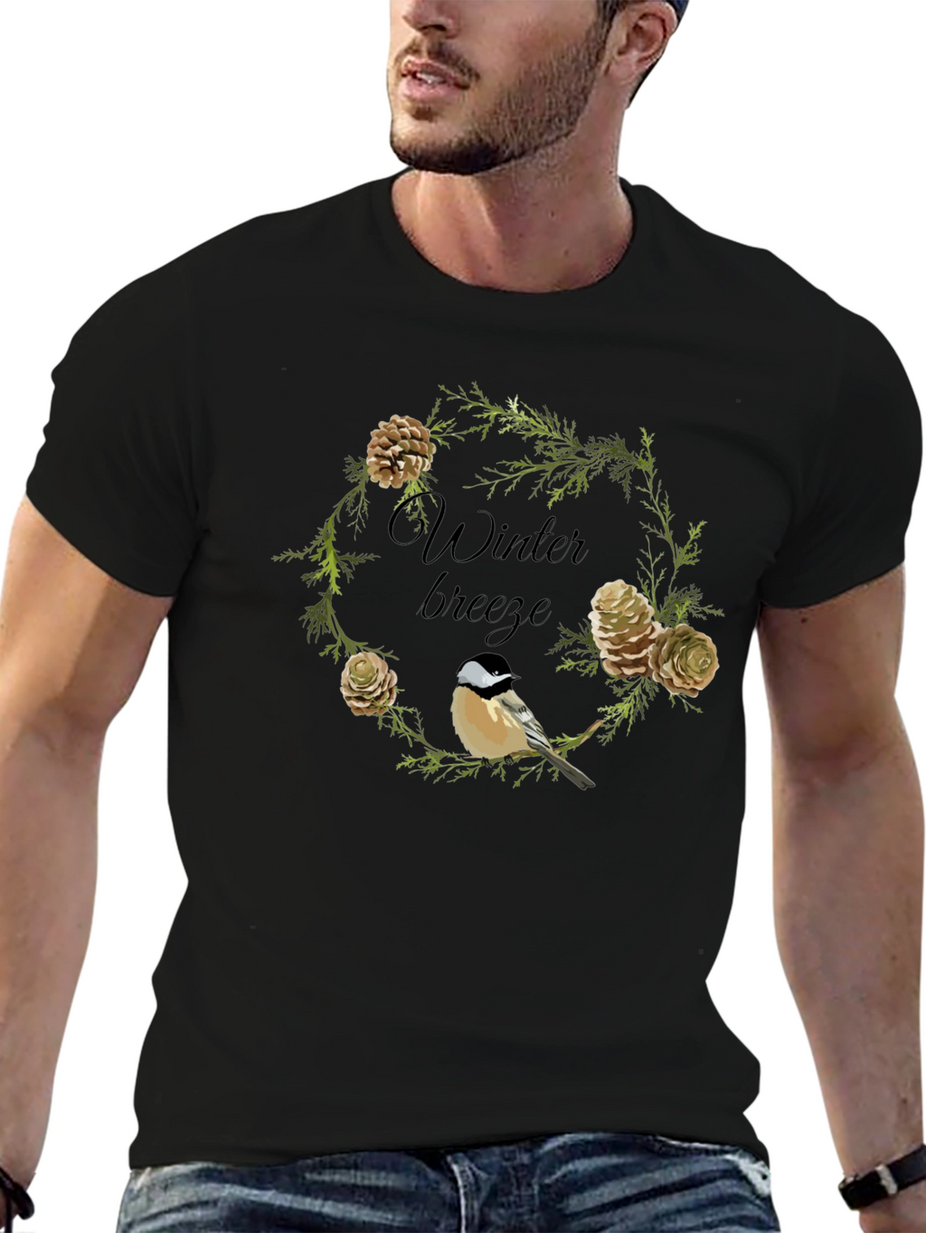Winter Breeze Bird & Pine Cone Graphic Tee