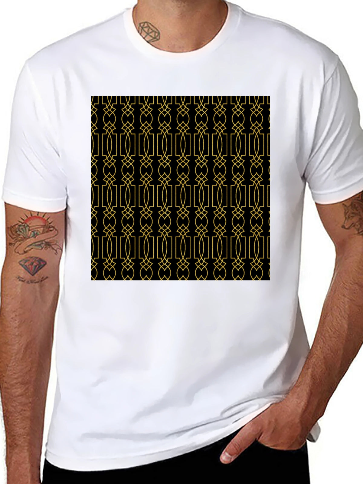 Geometric Patterned Black T-Shirt