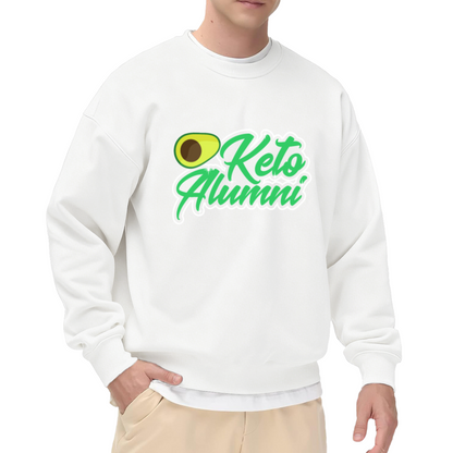 Keto Alumni Avocado Retro Script Crewneck Sweatshirt | Funny Low Carb Diet Humor Pullover, Healthy Lifestyle Gift