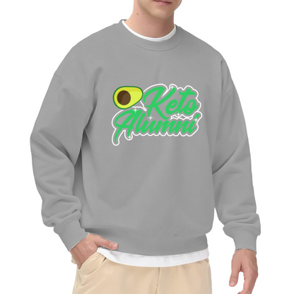 Keto Alumni Avocado Retro Script Crewneck Sweatshirt | Funny Low Carb Diet Humor Pullover, Healthy Lifestyle Gift