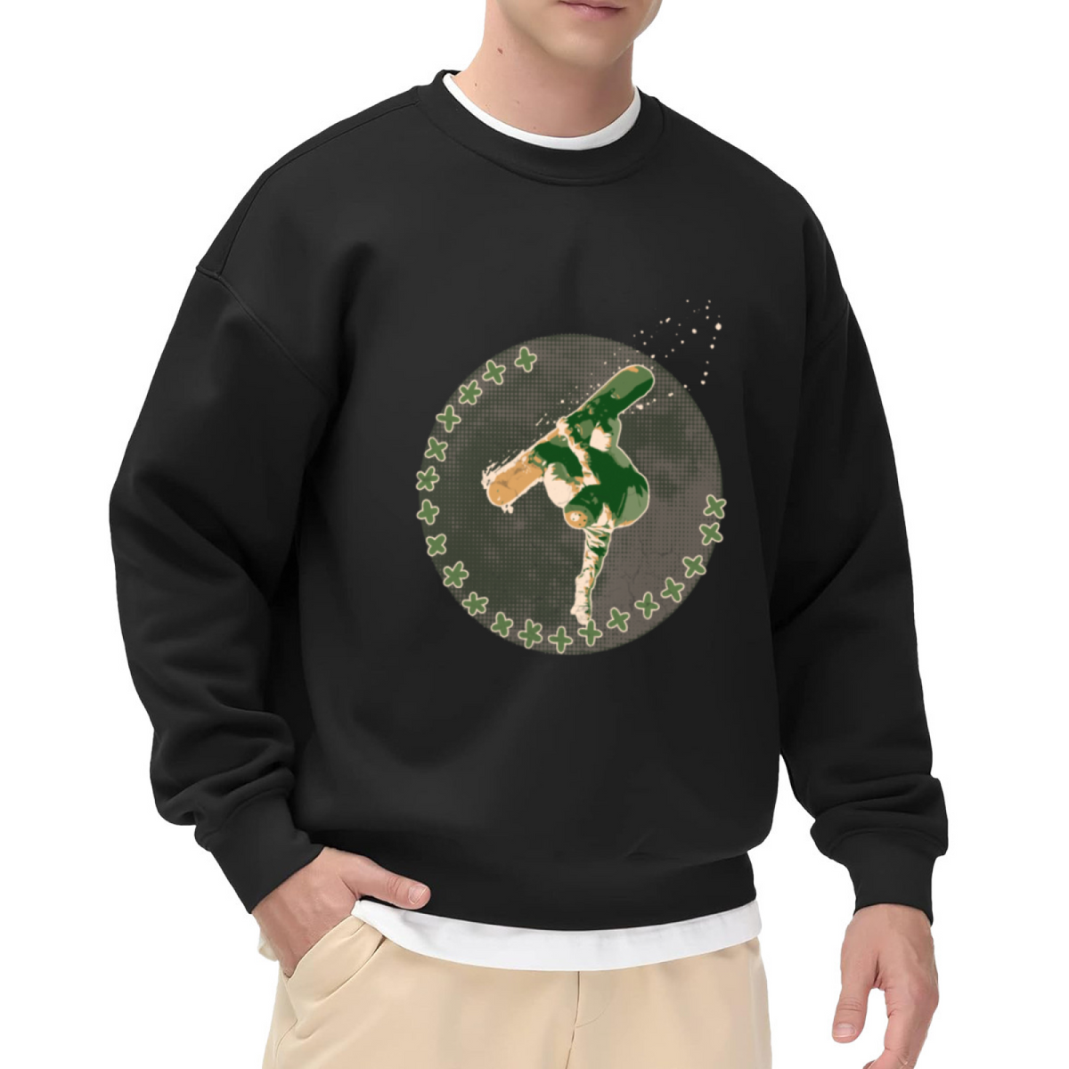 St Patrick's Day Dancing Shamrock Crewneck Sweatshirt, Lucky Clover Beer Splash Pullover, Irish Pride Gift