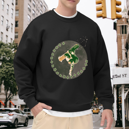 St Patrick's Day Dancing Shamrock Crewneck Sweatshirt, Lucky Clover Beer Splash Pullover, Irish Pride Gift