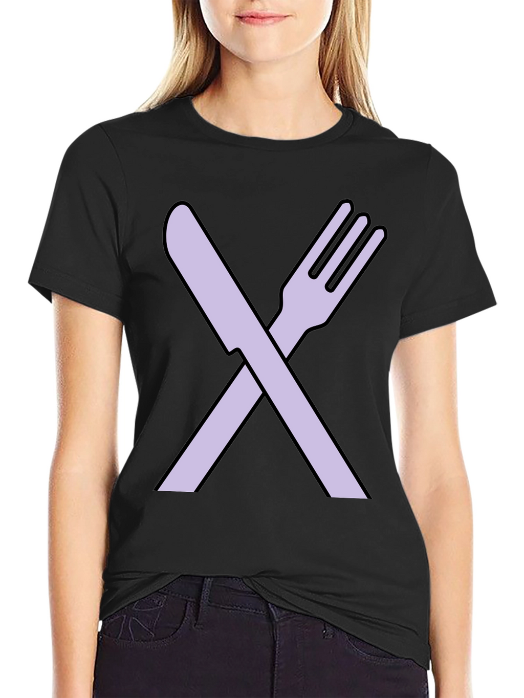 Fork and Knife Graphic Tee - Black