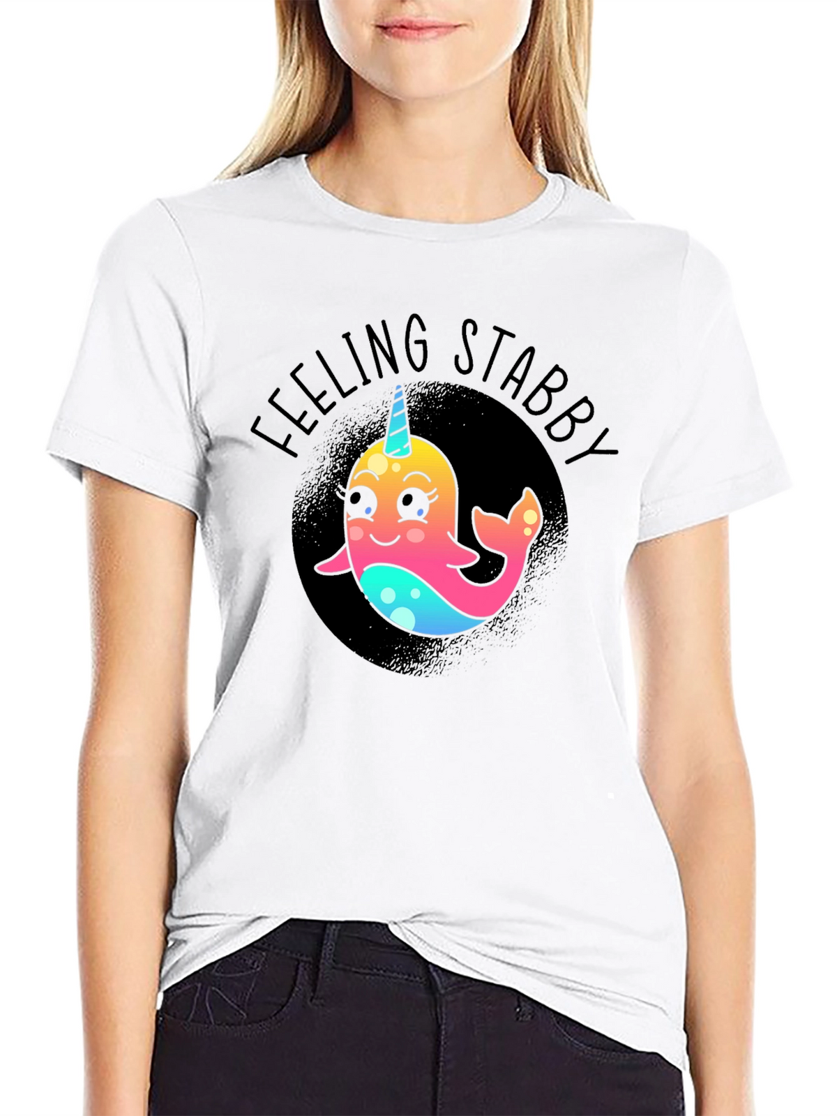Feeling Stabby Narwhal T-Shirt - Black