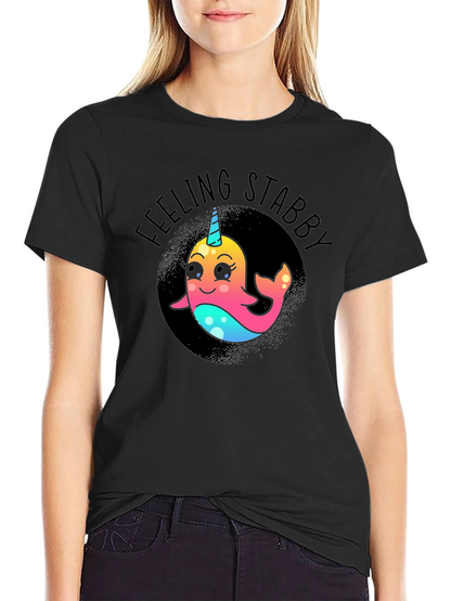 Feeling Stabby Narwhal T-Shirt - Black