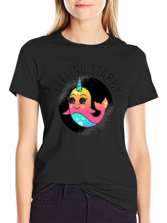 Feeling Stabby Narwhal T-Shirt - Black