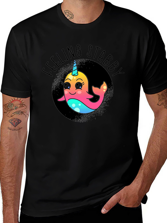 Feeling Stabby Narwhal T-Shirt - Black
