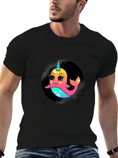Feeling Stabby Narwhal T-Shirt - Black