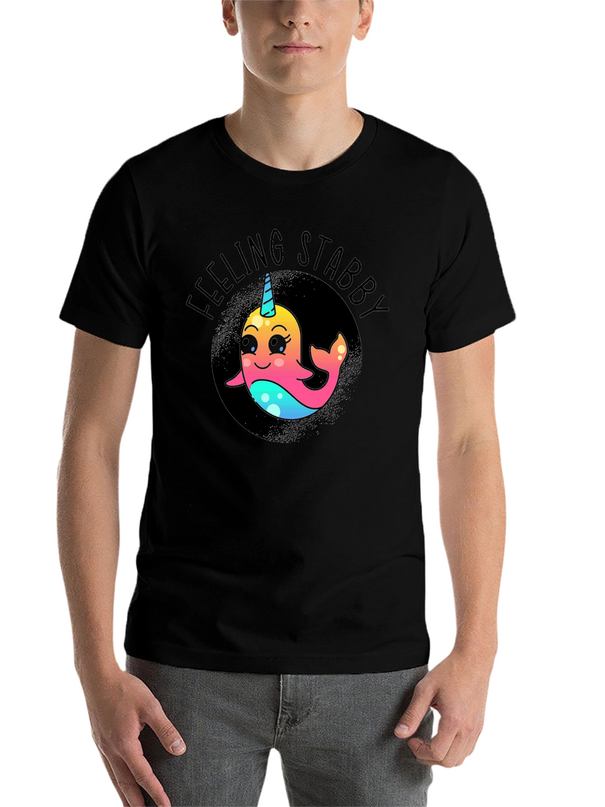 Feeling Stabby Narwhal T-Shirt - Black