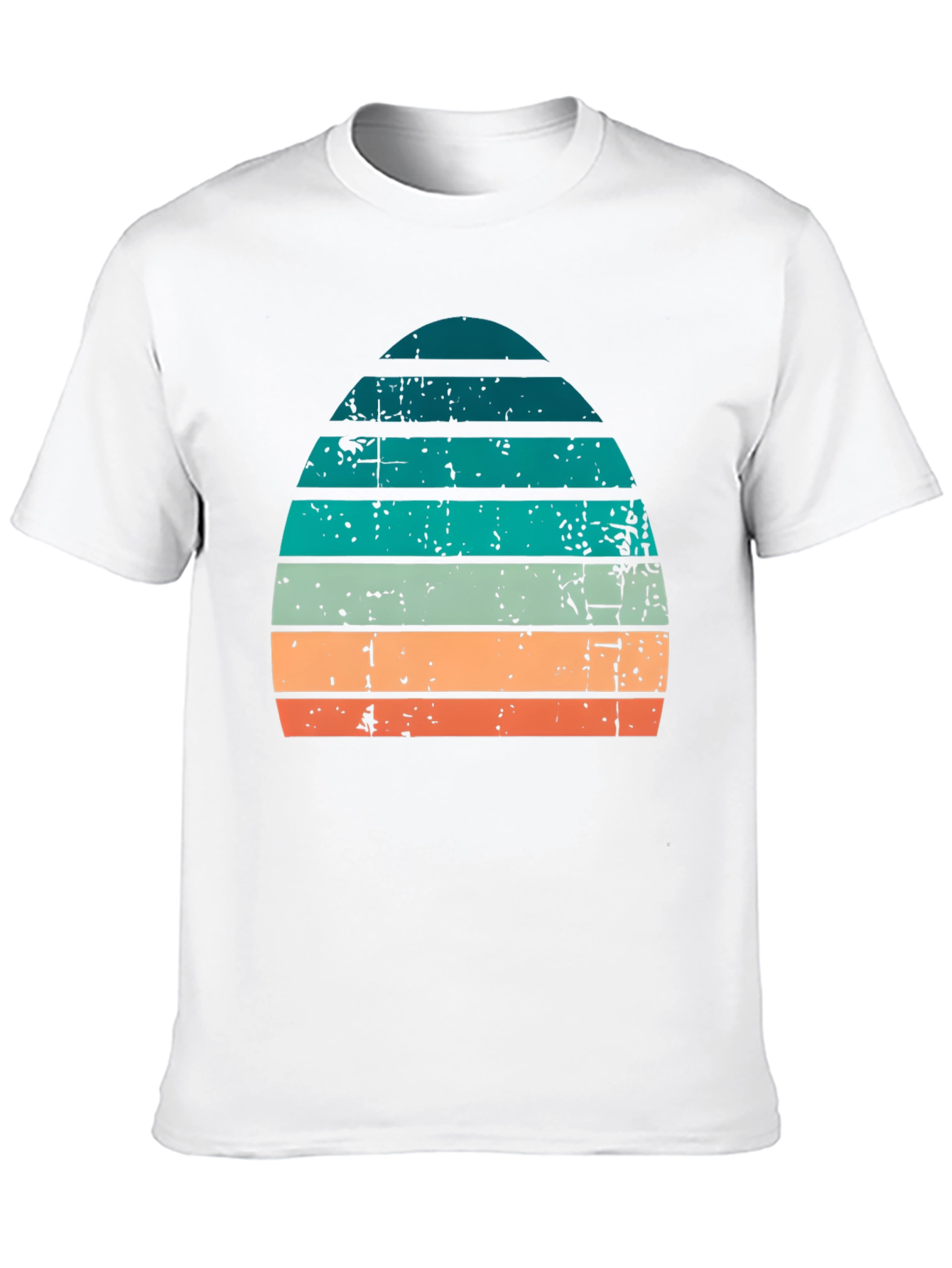 Retro Striped Sunset Graphic Tee - Vintage Style Comfort