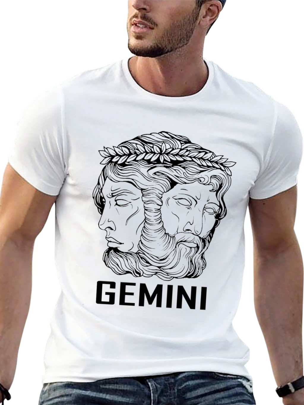 Gemini Zodiac Graphic T-Shirt - Black