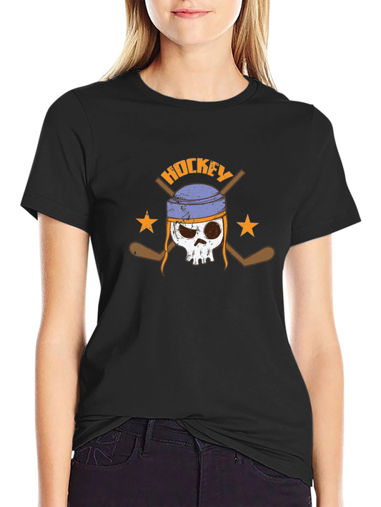 Hockey Skull Graphic T-Shirt - Dark Tee