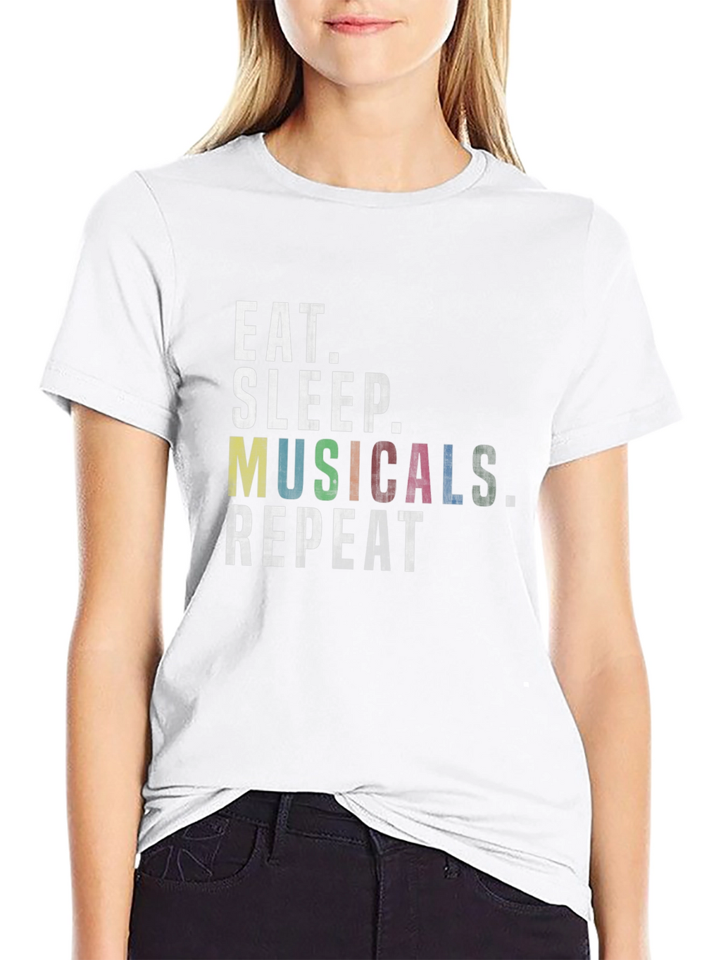 Eat Sleep Musicals Repeat Black Graphic Tee
