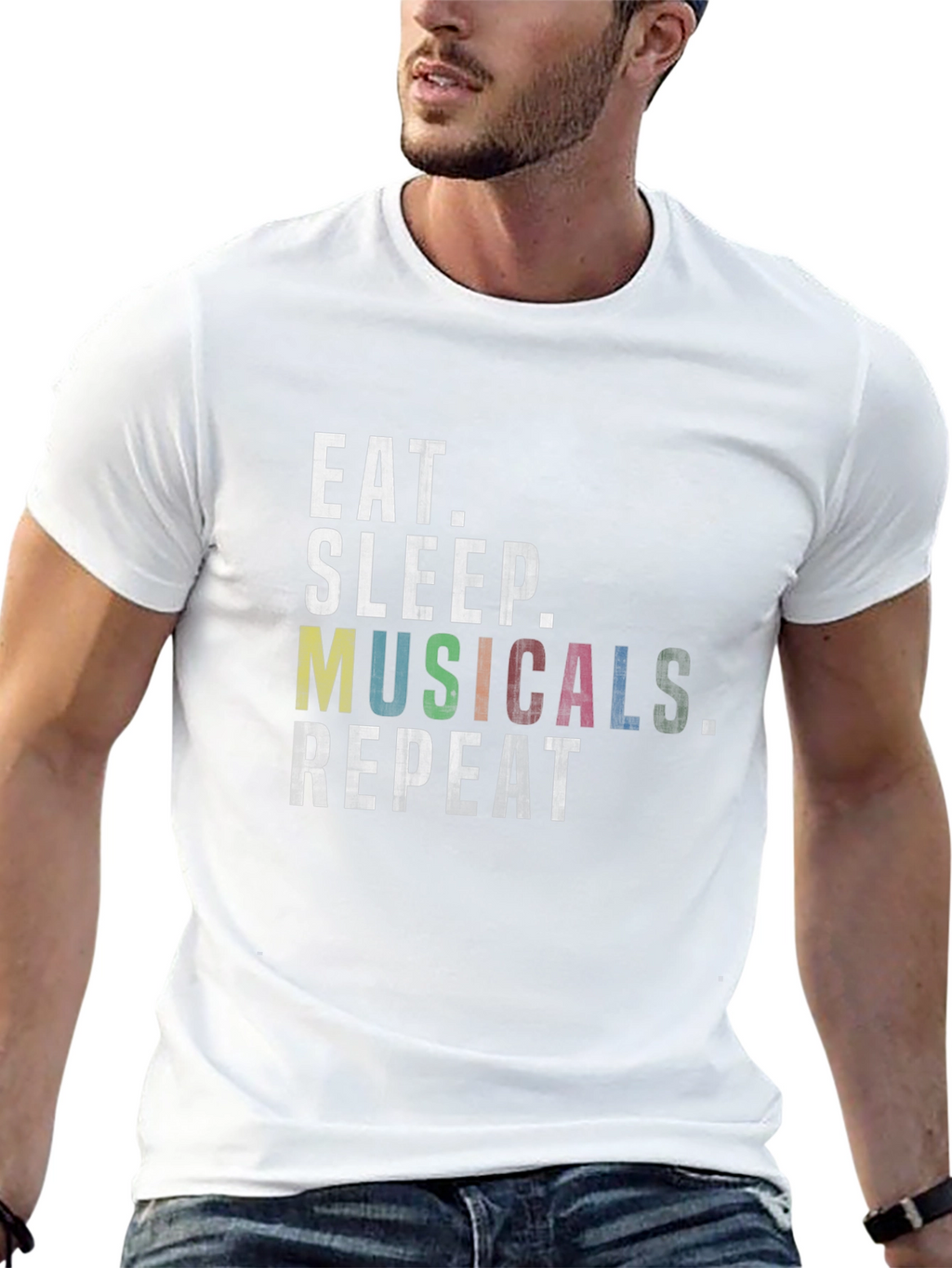 Eat Sleep Musicals Repeat Black Graphic Tee