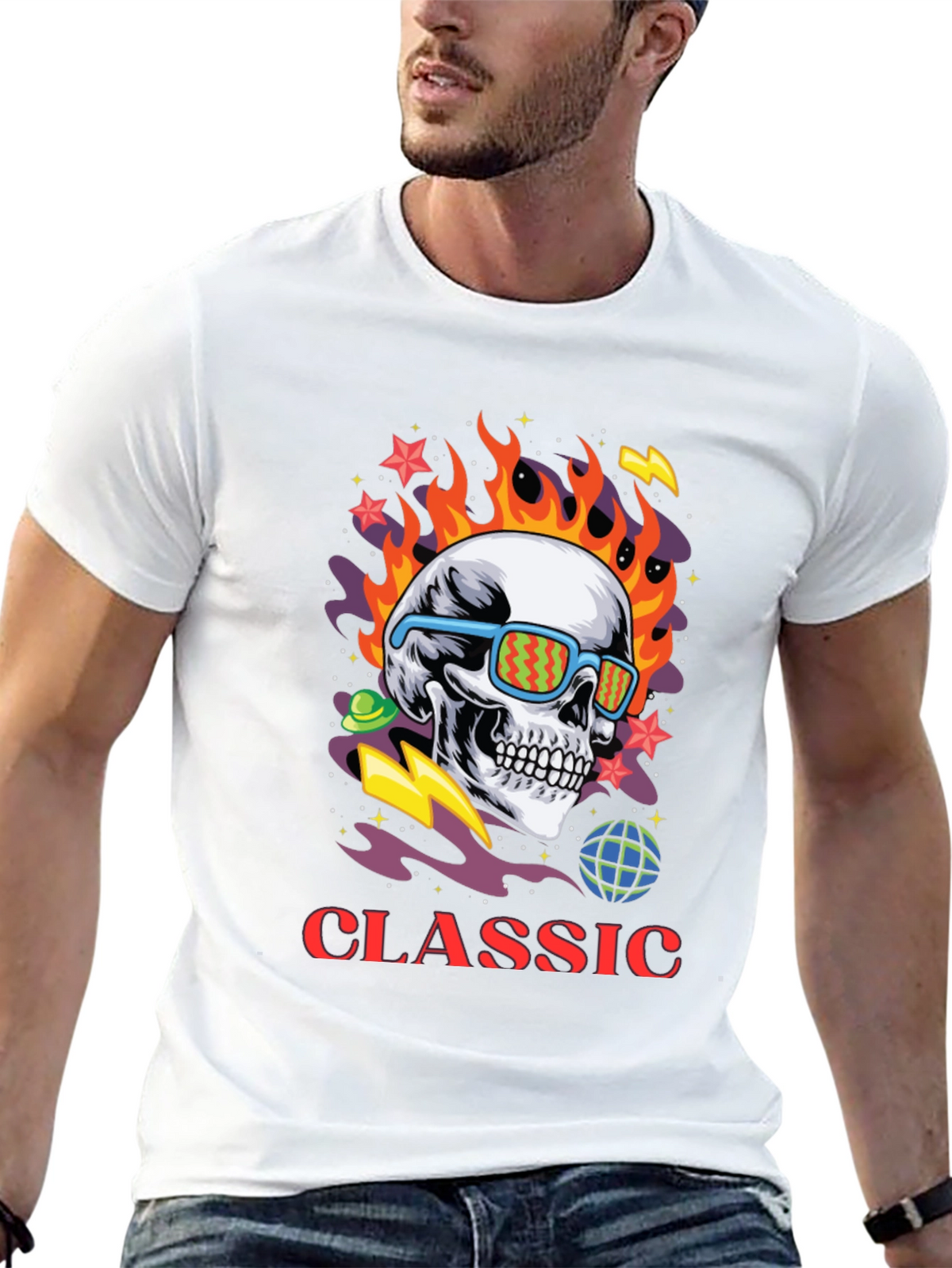 Classic Skull Graphic Print Tee
