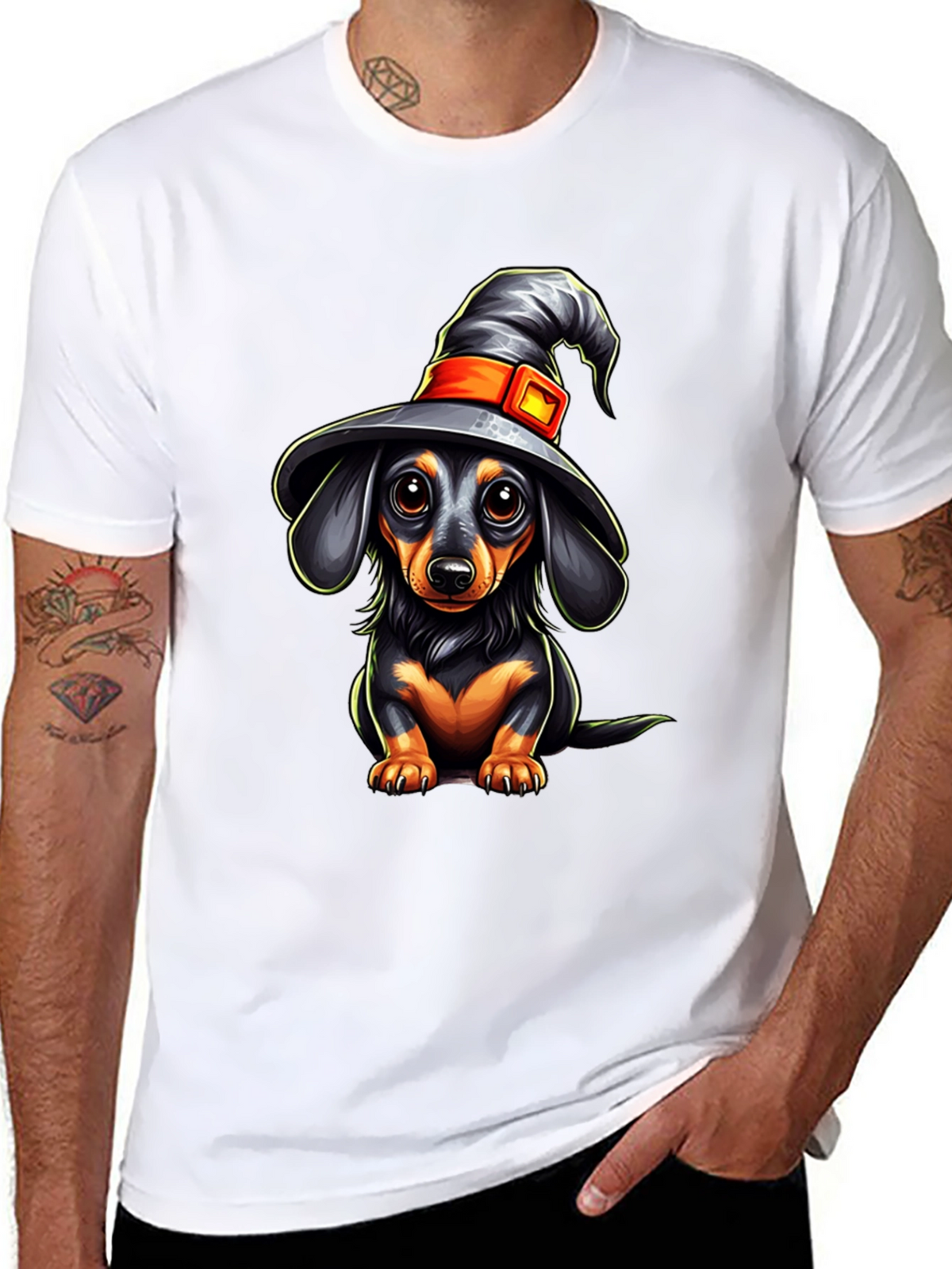 Witch Dachshund T-Shirt - Halloween Dog Tee