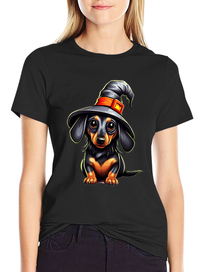 Witch Dachshund T-Shirt - Halloween Dog Tee