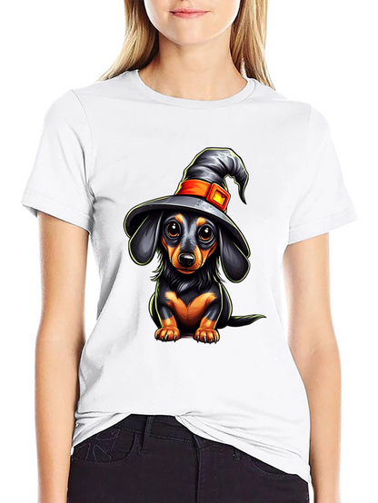 Witch Dachshund T-Shirt - Halloween Dog Tee