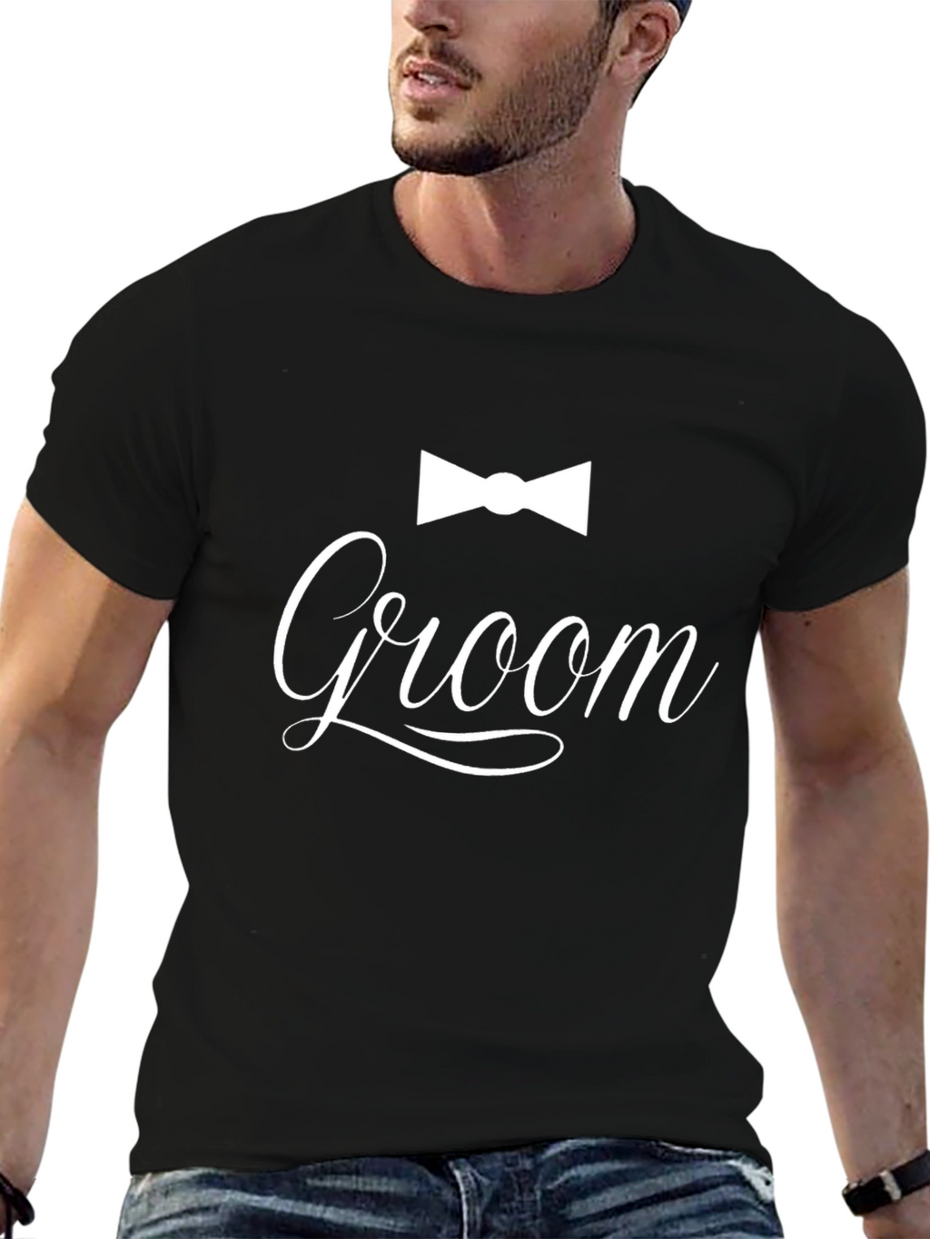 Groom T-Shirt - Bowtie Design Wedding Party Apparel
