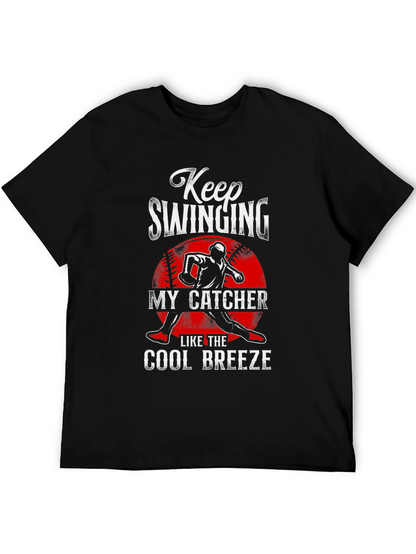 Keep Swinging My Catcher Baseball Graphic Tee