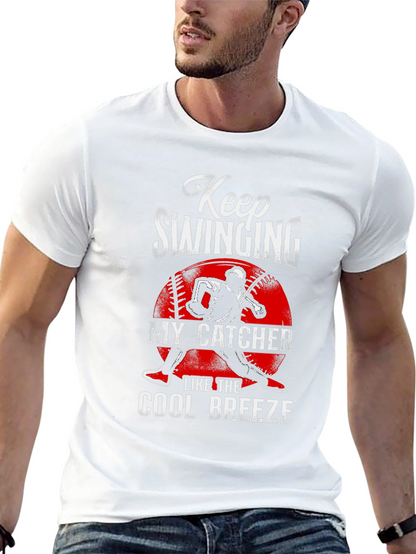 Keep Swinging My Catcher Baseball Graphic Tee