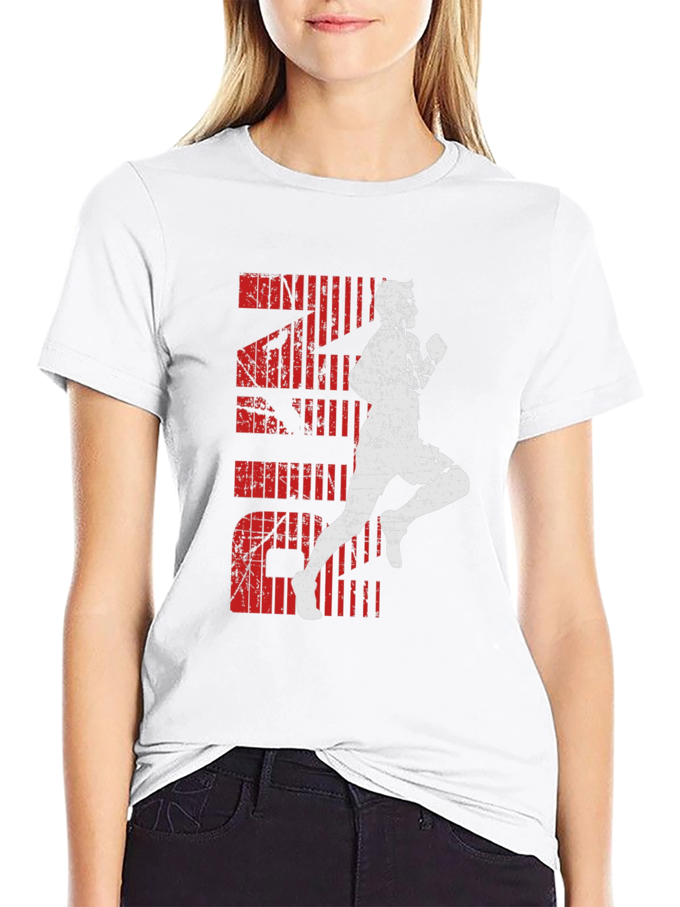Distressed Runner Graphic T-Shirt - Black