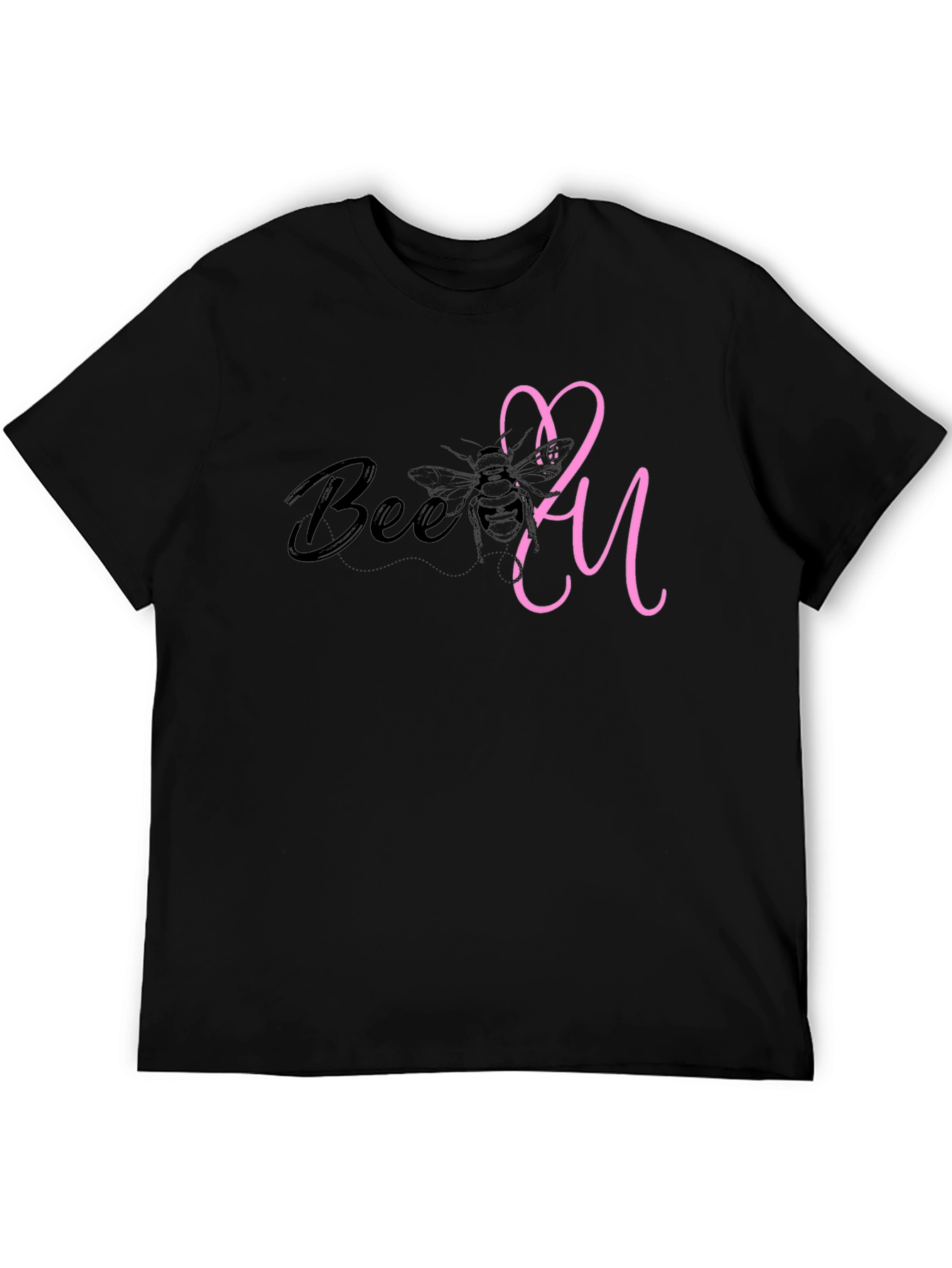Bee You T-Shirt - Stylish Black Tee with Pink Accent