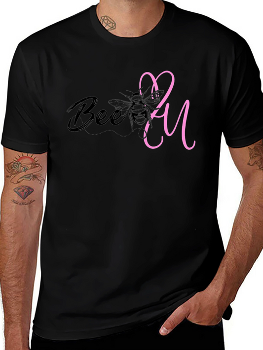 Bee You T-Shirt - Stylish Black Tee with Pink Accent