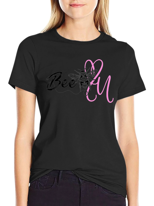 Bee You T-Shirt - Stylish Black Tee with Pink Accent