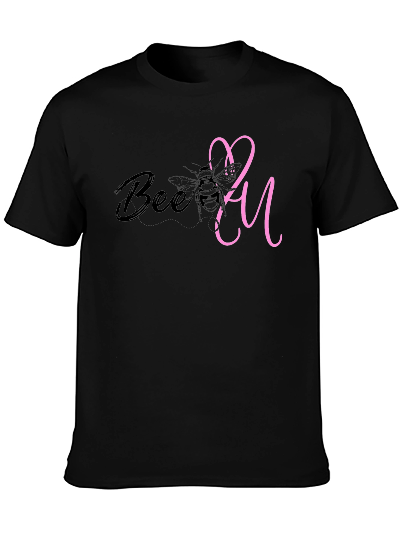 Bee You T-Shirt - Stylish Black Tee with Pink Accent