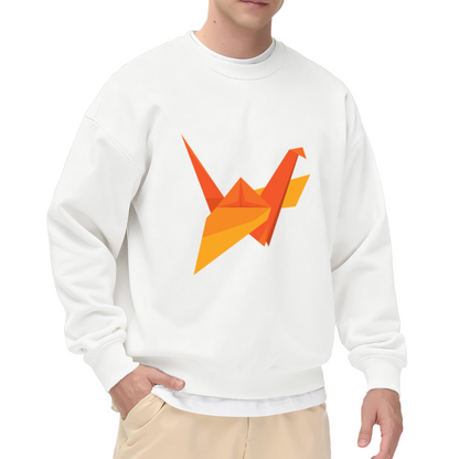 Origami Crane Sweatshirt | Minimalist Paper Bird Graphic Crewneck, Geometric Japanese Art Pullover Top, Origami Lover Gift for Women Men