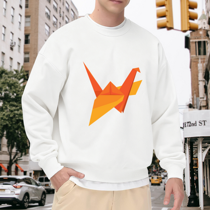 Origami Crane Sweatshirt | Minimalist Paper Bird Graphic Crewneck, Geometric Japanese Art Pullover Top, Origami Lover Gift for Women Men